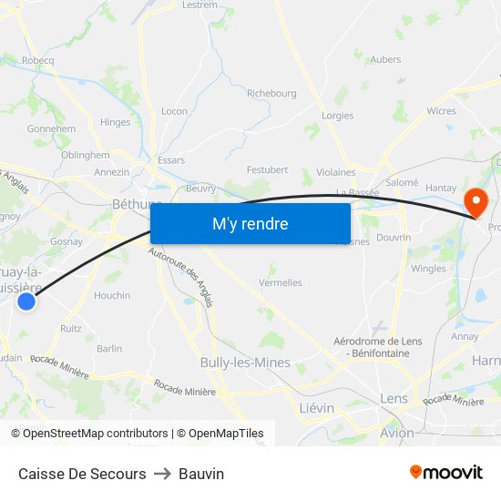 Caisse De Secours to Bauvin map