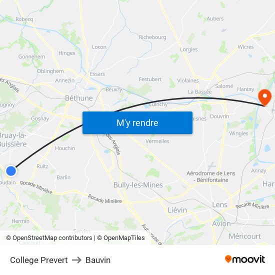 College Prevert to Bauvin map
