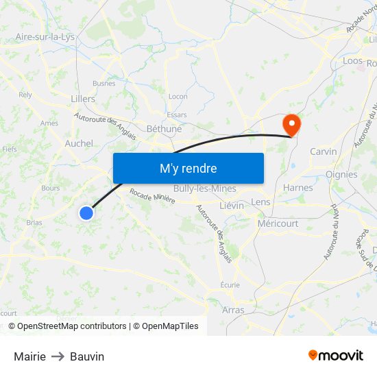 Mairie to Bauvin map