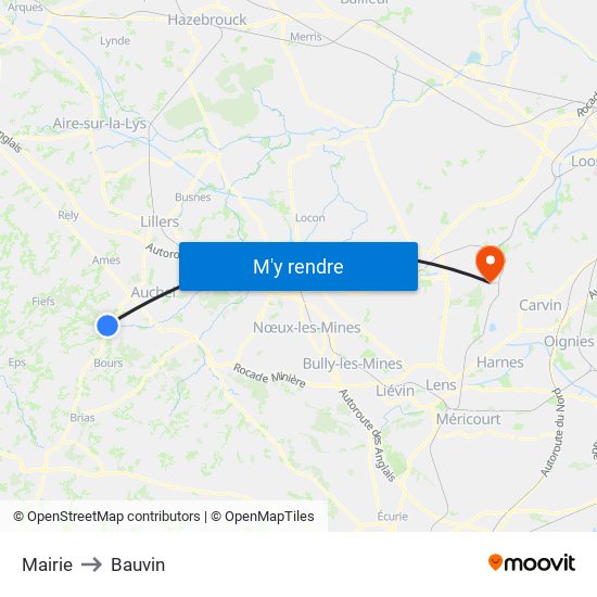 Mairie to Bauvin map