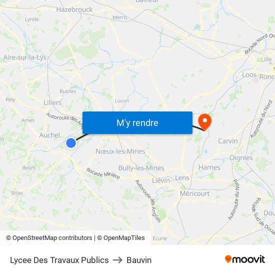 Lycee Des Travaux Publics to Bauvin map