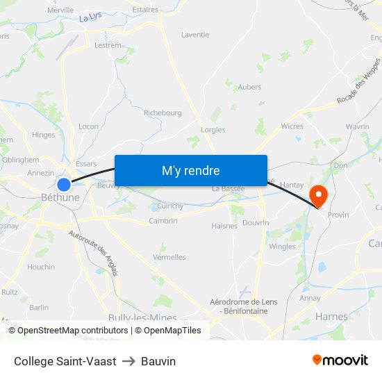 College Saint-Vaast to Bauvin map