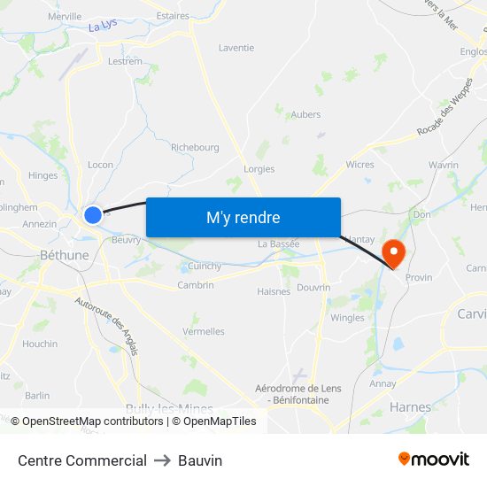 Centre Commercial to Bauvin map