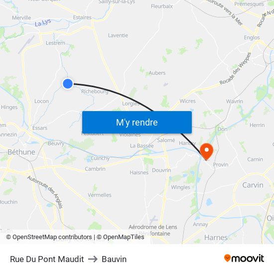 Rue Du Pont Maudit to Bauvin map