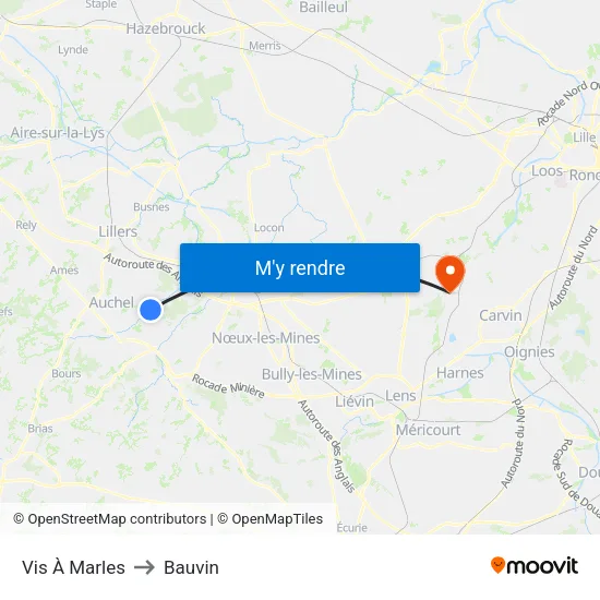 Vis À Marles to Bauvin map