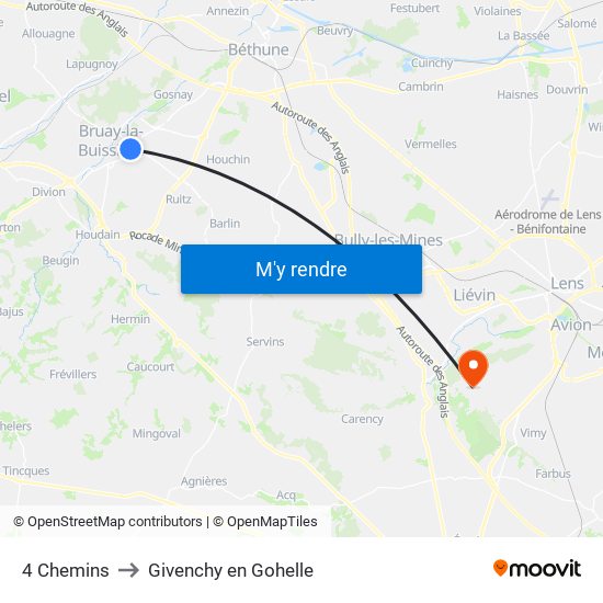 4 Chemins to Givenchy en Gohelle map