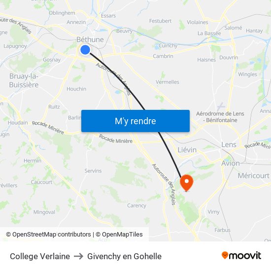 College Verlaine to Givenchy en Gohelle map