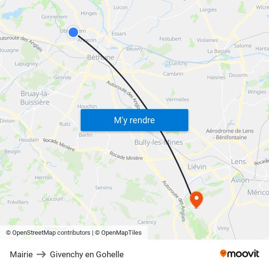 Mairie to Givenchy en Gohelle map