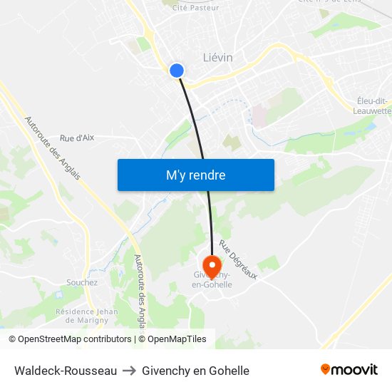 Waldeck-Rousseau to Givenchy en Gohelle map