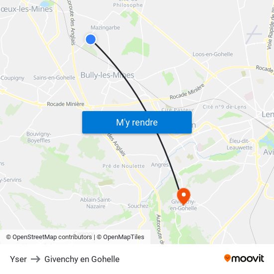 Yser to Givenchy en Gohelle map