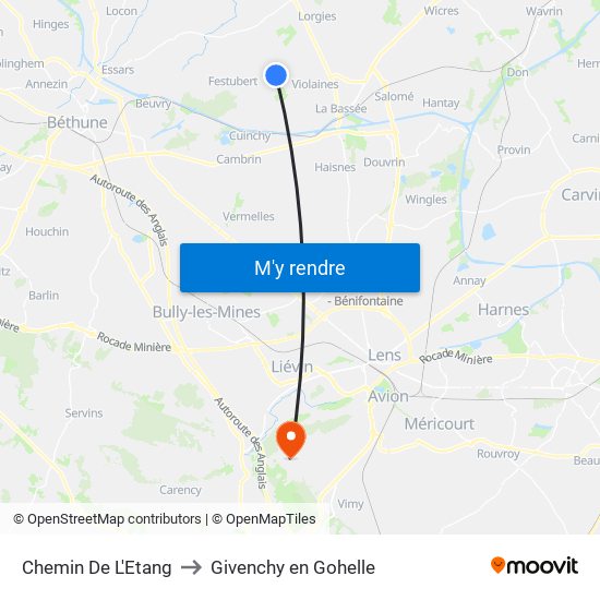 Chemin De L'Etang to Givenchy en Gohelle map