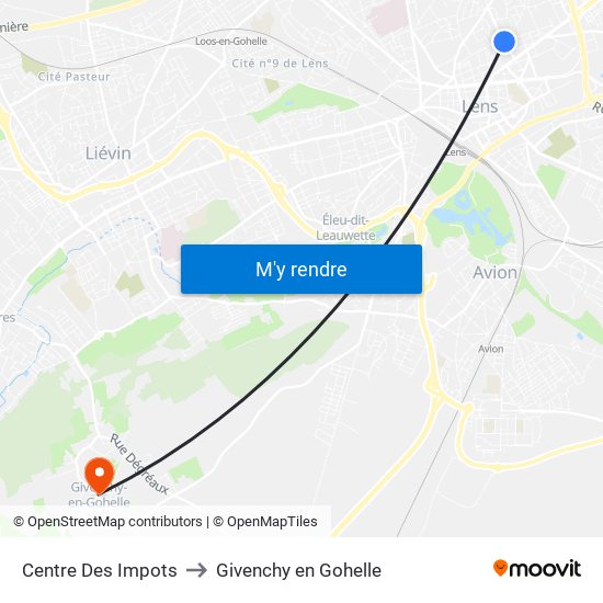 Centre Des Impots to Givenchy en Gohelle map