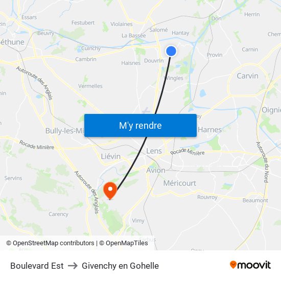 Boulevard Est to Givenchy en Gohelle map