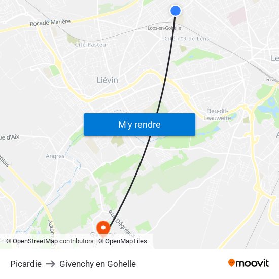 Picardie to Givenchy en Gohelle map