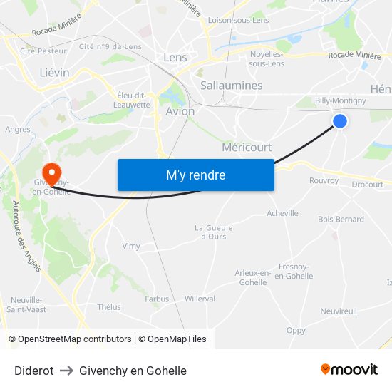 Diderot to Givenchy en Gohelle map