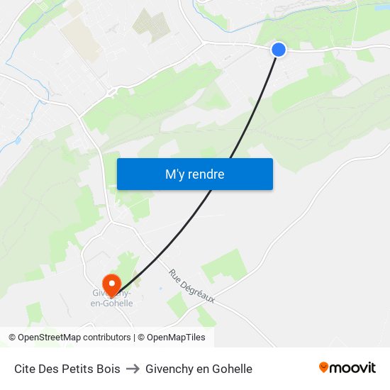 Cite Des Petits Bois to Givenchy en Gohelle map