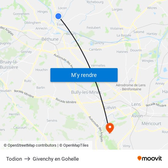 Todion to Givenchy en Gohelle map