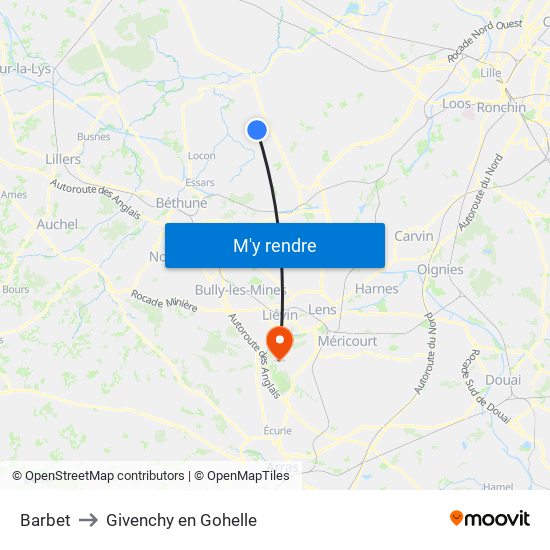 Barbet to Givenchy en Gohelle map