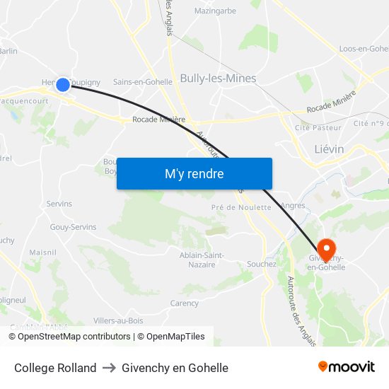 College Rolland to Givenchy en Gohelle map