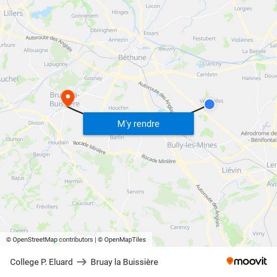 College P. Eluard to Bruay la Buissière map