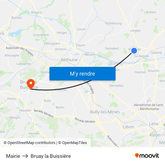 Mairie to Bruay la Buissière map