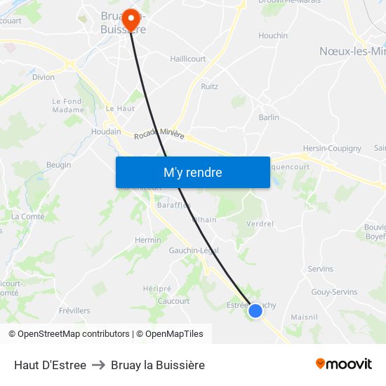 Haut D'Estree to Bruay la Buissière map