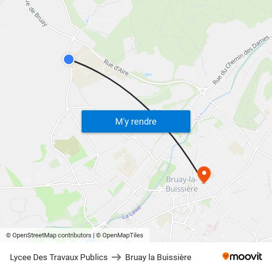 Lycee Des Travaux Publics to Bruay la Buissière map