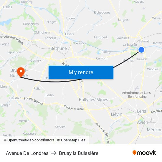 Avenue De Londres to Bruay la Buissière map