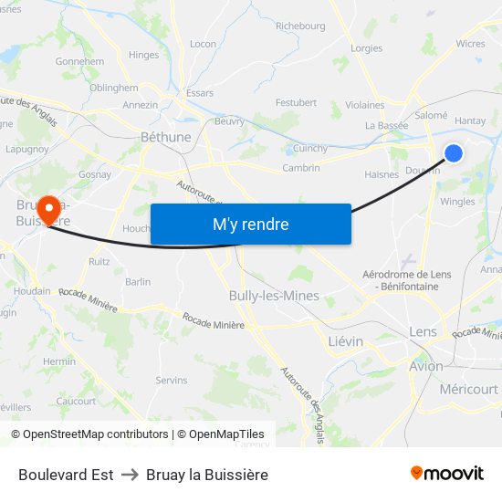 Boulevard Est to Bruay la Buissière map