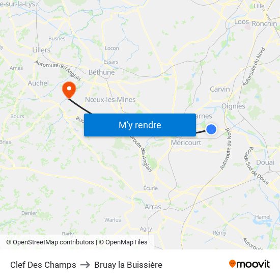 Clef Des Champs to Bruay la Buissière map