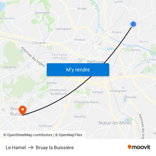 Le Hamel to Bruay la Buissière map