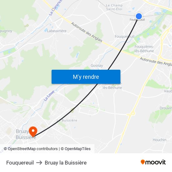 Fouquereuil to Bruay la Buissière map