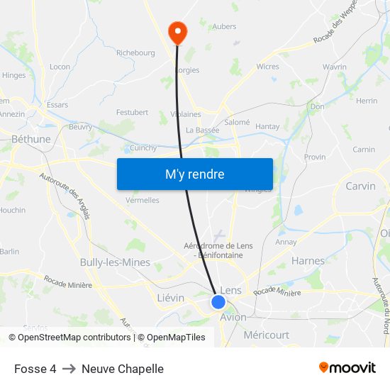 Fosse 4 to Neuve Chapelle map