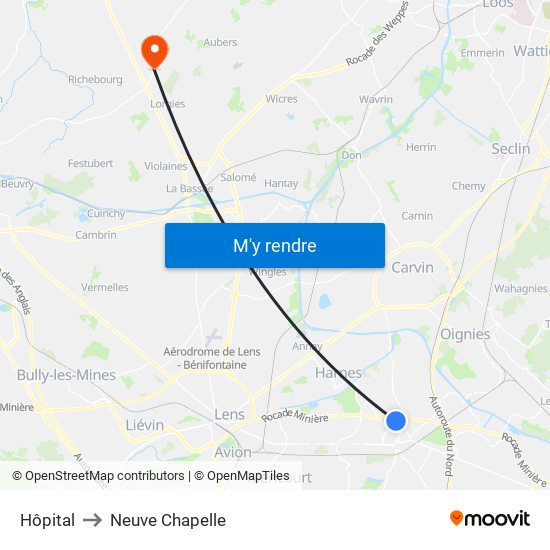 Hôpital to Neuve Chapelle map