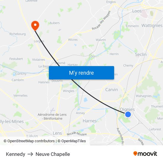 Kennedy to Neuve Chapelle map