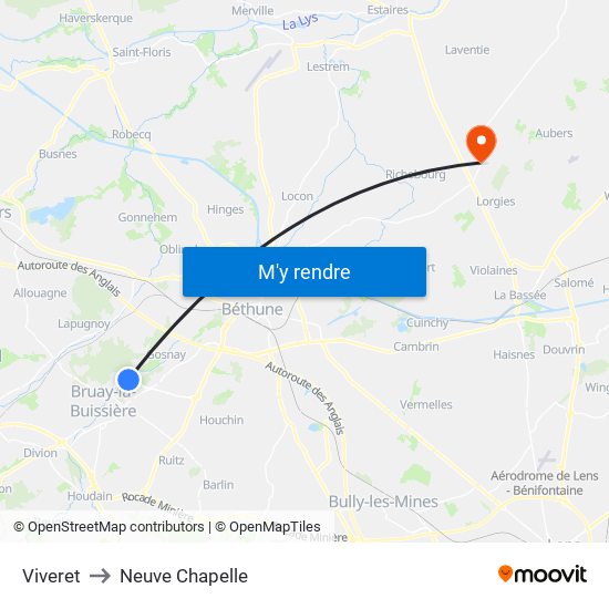 Viveret to Neuve Chapelle map