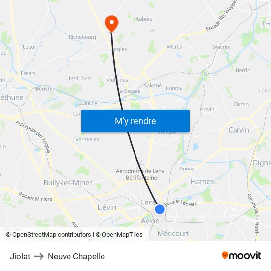 Jiolat to Neuve Chapelle map