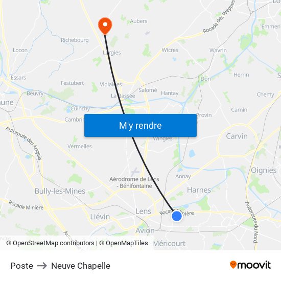 Poste to Neuve Chapelle map