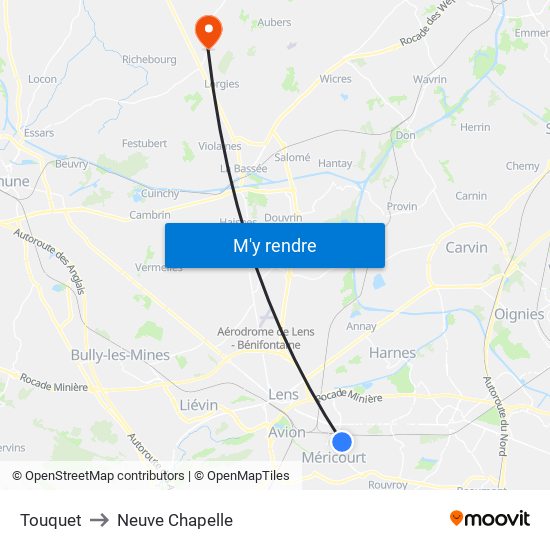 Touquet to Neuve Chapelle map