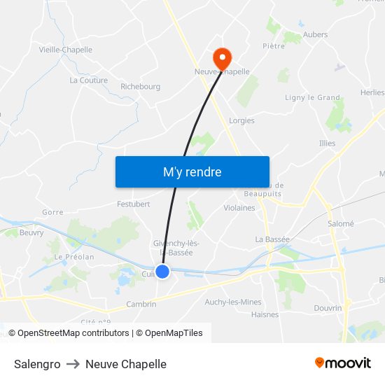 Salengro to Neuve Chapelle map