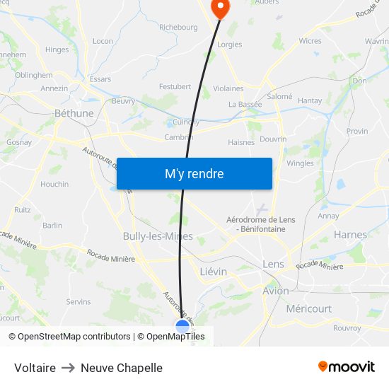 Voltaire to Neuve Chapelle map