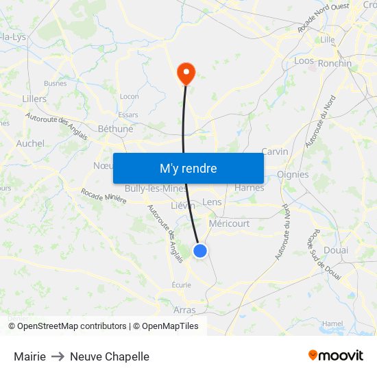 Mairie to Neuve Chapelle map