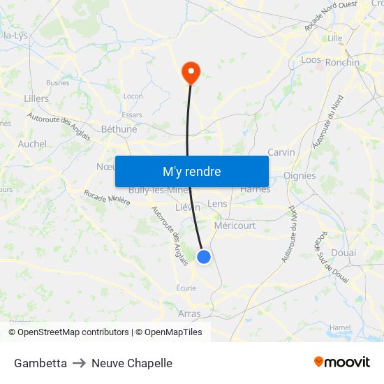 Gambetta to Neuve Chapelle map