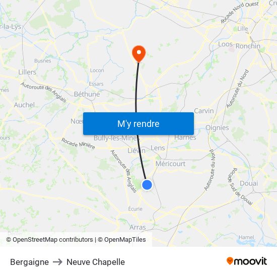 Bergaigne to Neuve Chapelle map