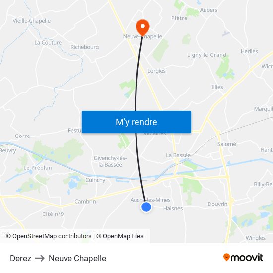 Derez to Neuve Chapelle map