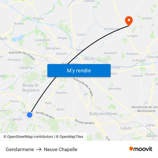 Gendarmerie to Neuve Chapelle map