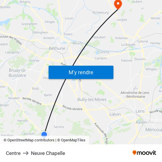 Centre to Neuve Chapelle map