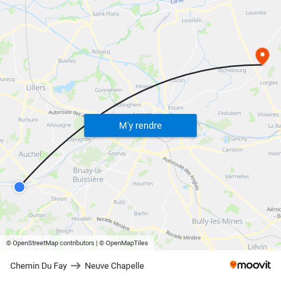 Chemin Du Fay to Neuve Chapelle map