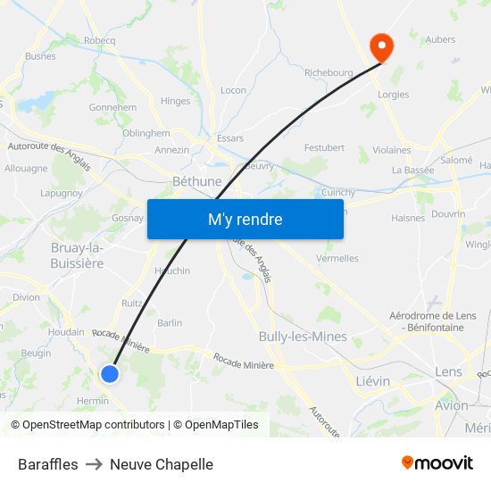 Baraffles to Neuve Chapelle map