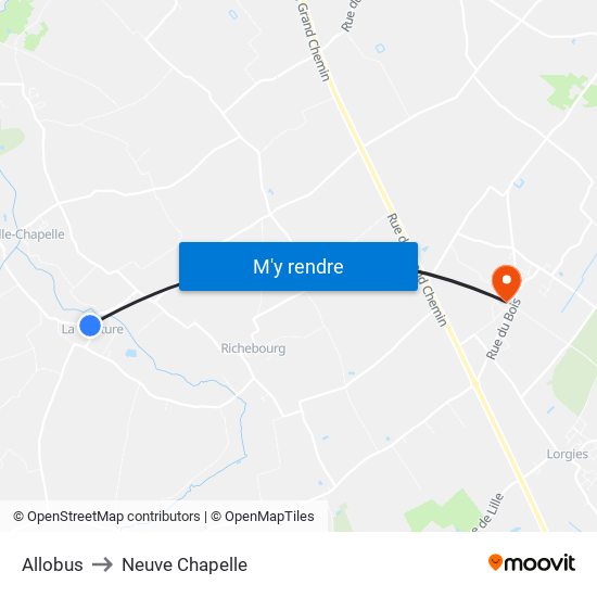 Allobus to Neuve Chapelle map
